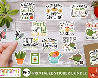 Gardening PNG Sticker Bundle, plant quote digital stickers