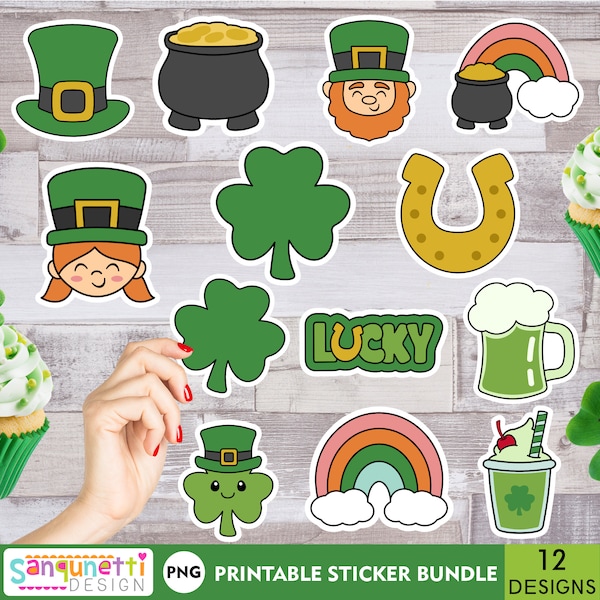 Lucky and Cute St. Patrick's Day PNG Stickers | Chunky St. Patrick's PNG