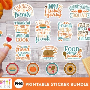 Friendsgiving PNG stickers, Thanksgiving digital sticker bundle image 1