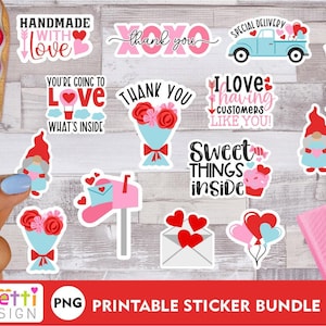 Adesivi PNG per confezioni di San Valentino / pacchetto di adesivi digitali per piccole imprese immagine 1