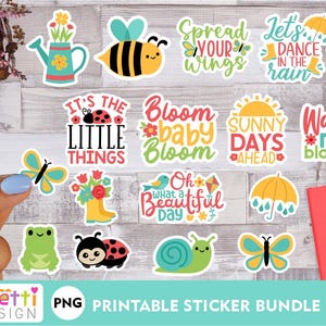 Frühlings Aufkleber PNG Bundle, Frühling druckbare digitale Aufkleber