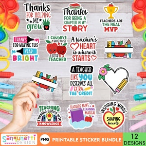 Adorable Teacher Appreciation Sticker Bundle - Instant Download PNGs