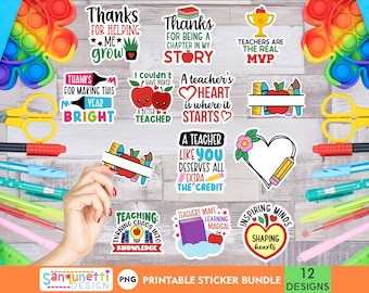 Adorable Teacher Appreciation Sticker Bundle - Instant Download PNGs