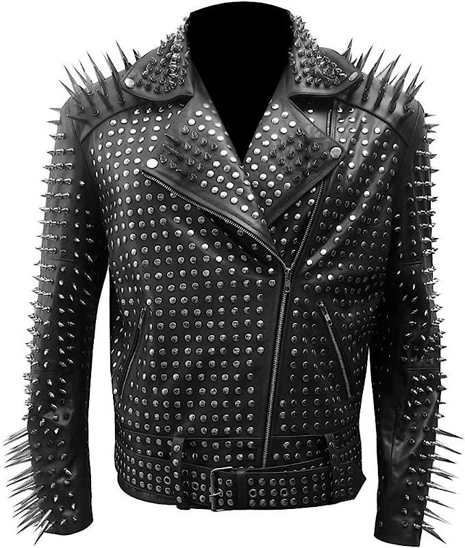 Mens Spiked Leather Jacket - Etsy Canada