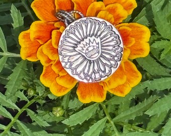 Hand Fabricated Sterling Silver Daisy Boognish Pendant
