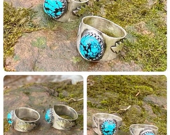 Sterling Silver and Turquoise 13 Point Bolt Ring