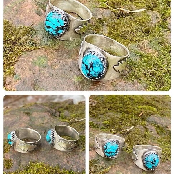 Sterling Silver and Turquoise 13 Point Bolt Ring