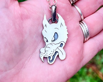 Sterling Silver Dire Wolf Pendant