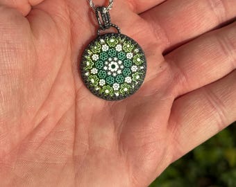 Vintage Italian Glass Millefiori Sterling Silver Pendant