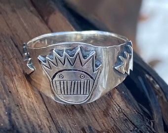 Sterling Silver Boognish Ring With Bolts