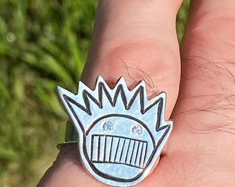 Sterling Silver Boognish Ring with Gemstone Eyes