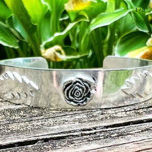 Sterling Silver Bolts and Roses Cuff