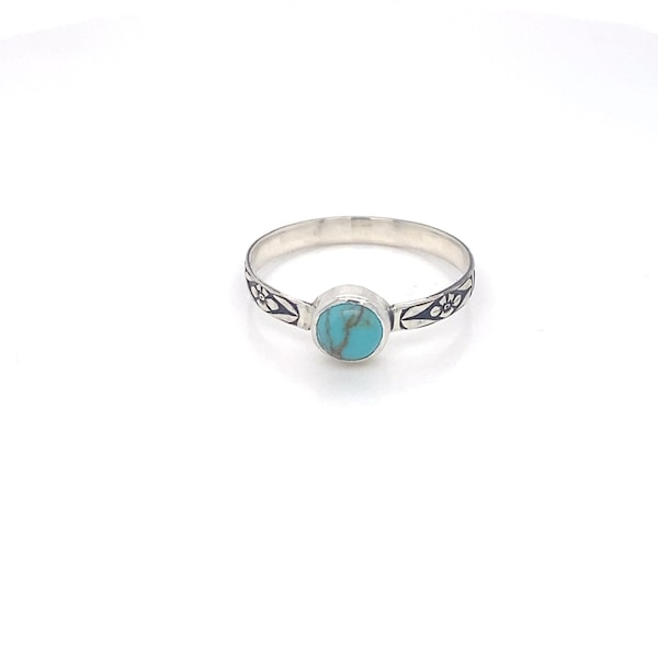 Floral Sterling Silver Turquoise Ring