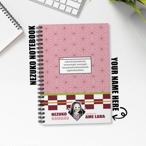 PERSONALIZED Nezuko Anime Notebook | Gift for Demon Slayer Fans | Kimetsu no Yaiba Spiral Notebook | Otaku Gift | Anime Gift for Her & Him