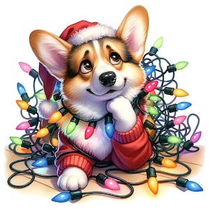 Corgis Hund Datei , Corgis Weihnachten PNG, Corgis Hund With Christmas Light Datei