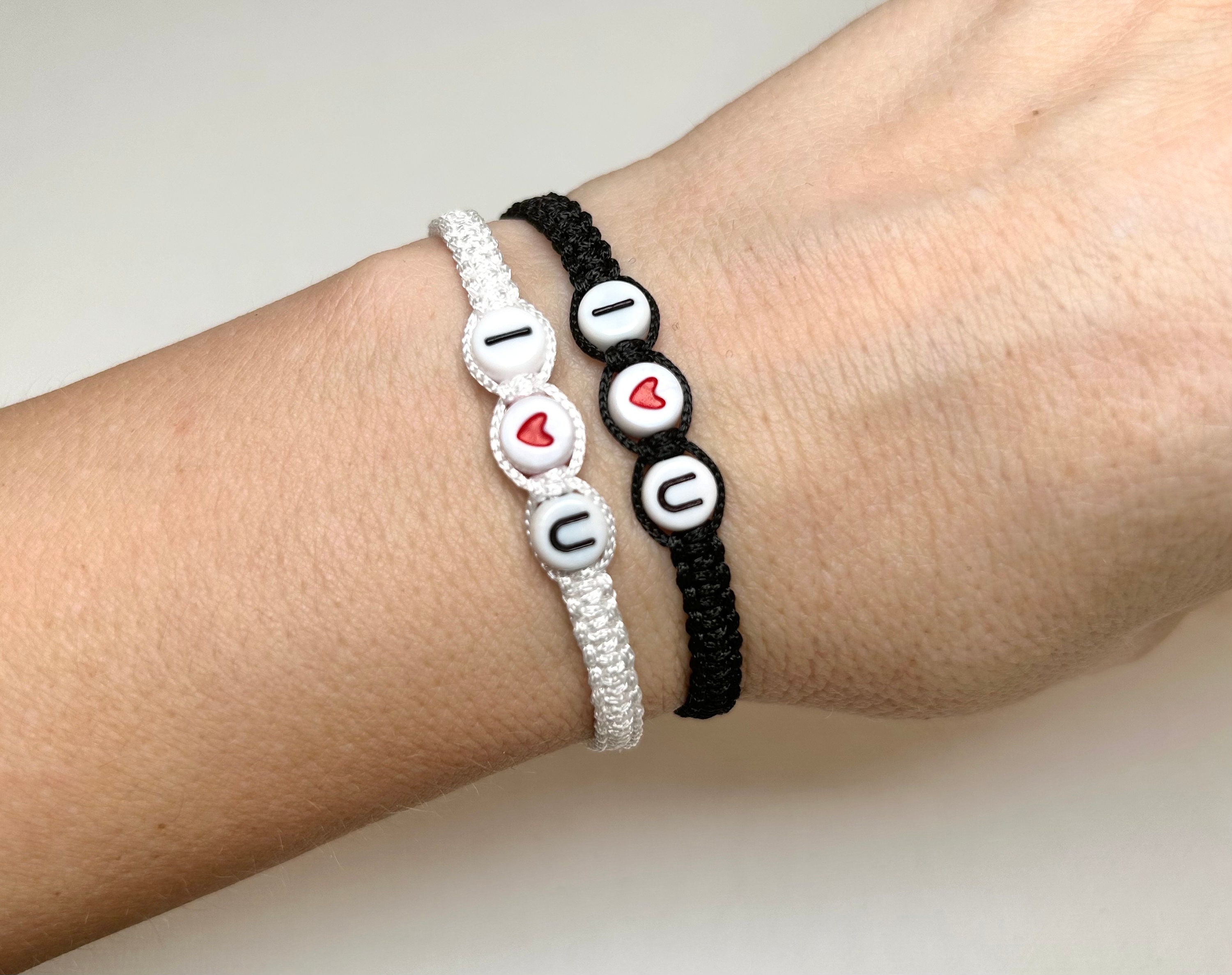 I LOVE YOU Bracelets Set With a Wish Card and a Gift Wrap, 2 Engagement