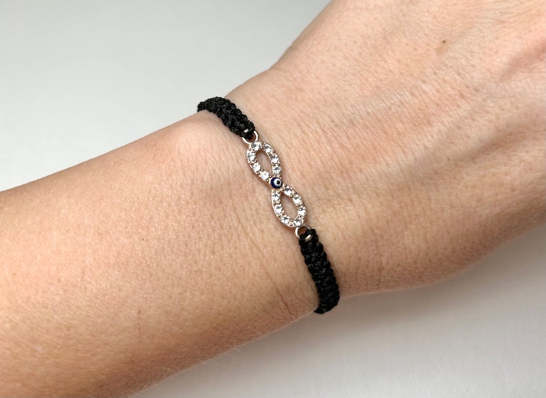 Evil Eye Infinity Zircon Bracelet With a Wish Card and a Gift Wrap an
