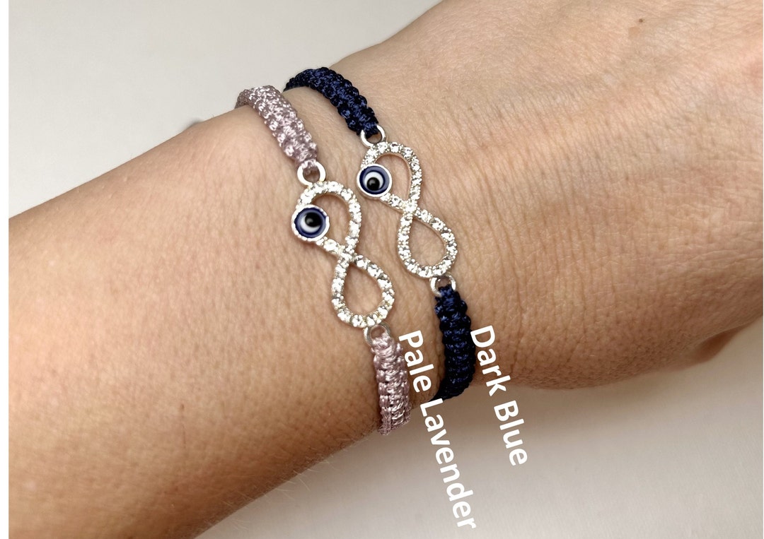 Evil Eye Infinity Zircon Bracelet With a Wish Card and a Gift Wrap, an