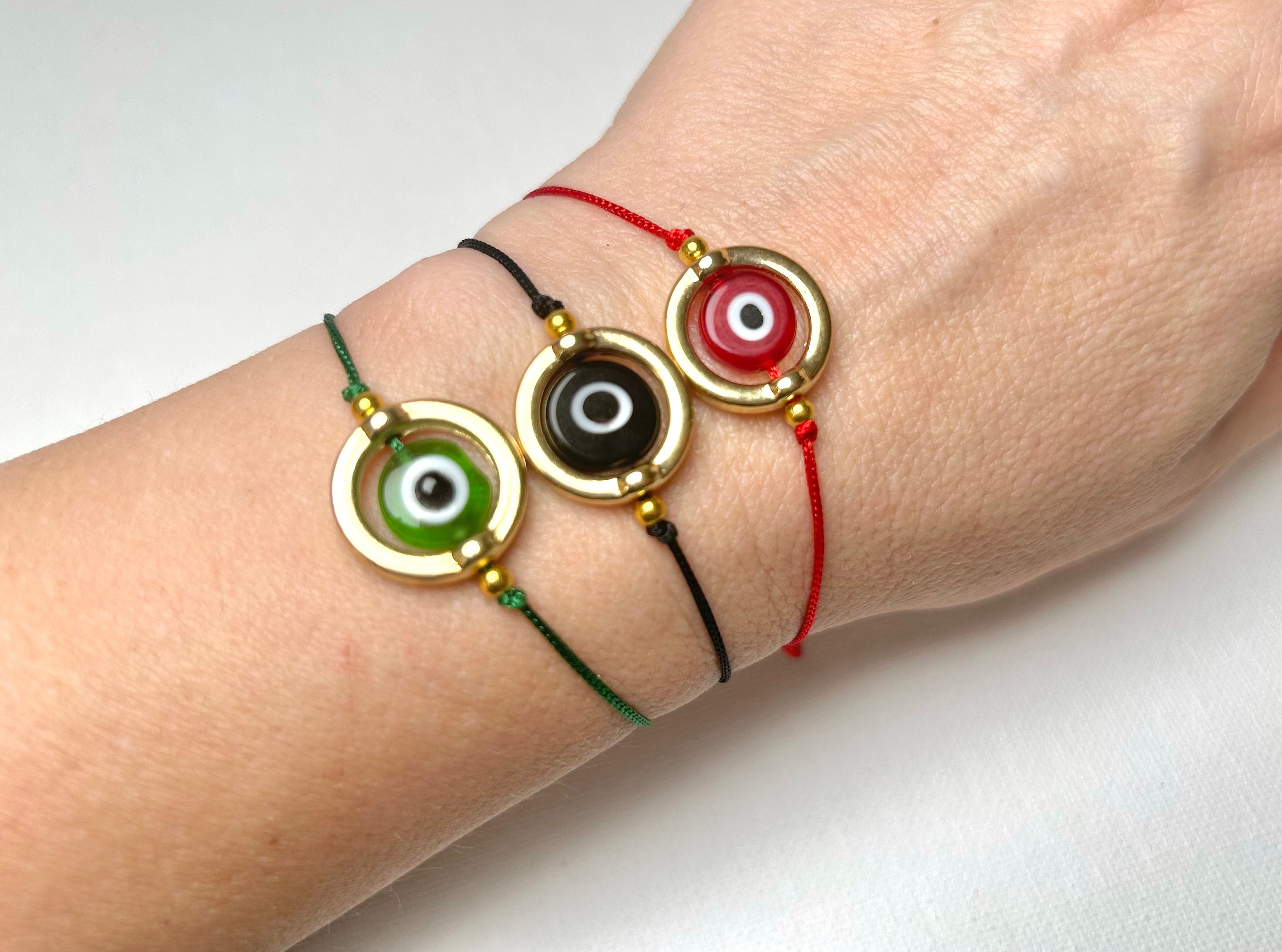 Red Evil Eye Bracelet With a Wish Card and a Gift Wrap an Evil Eye