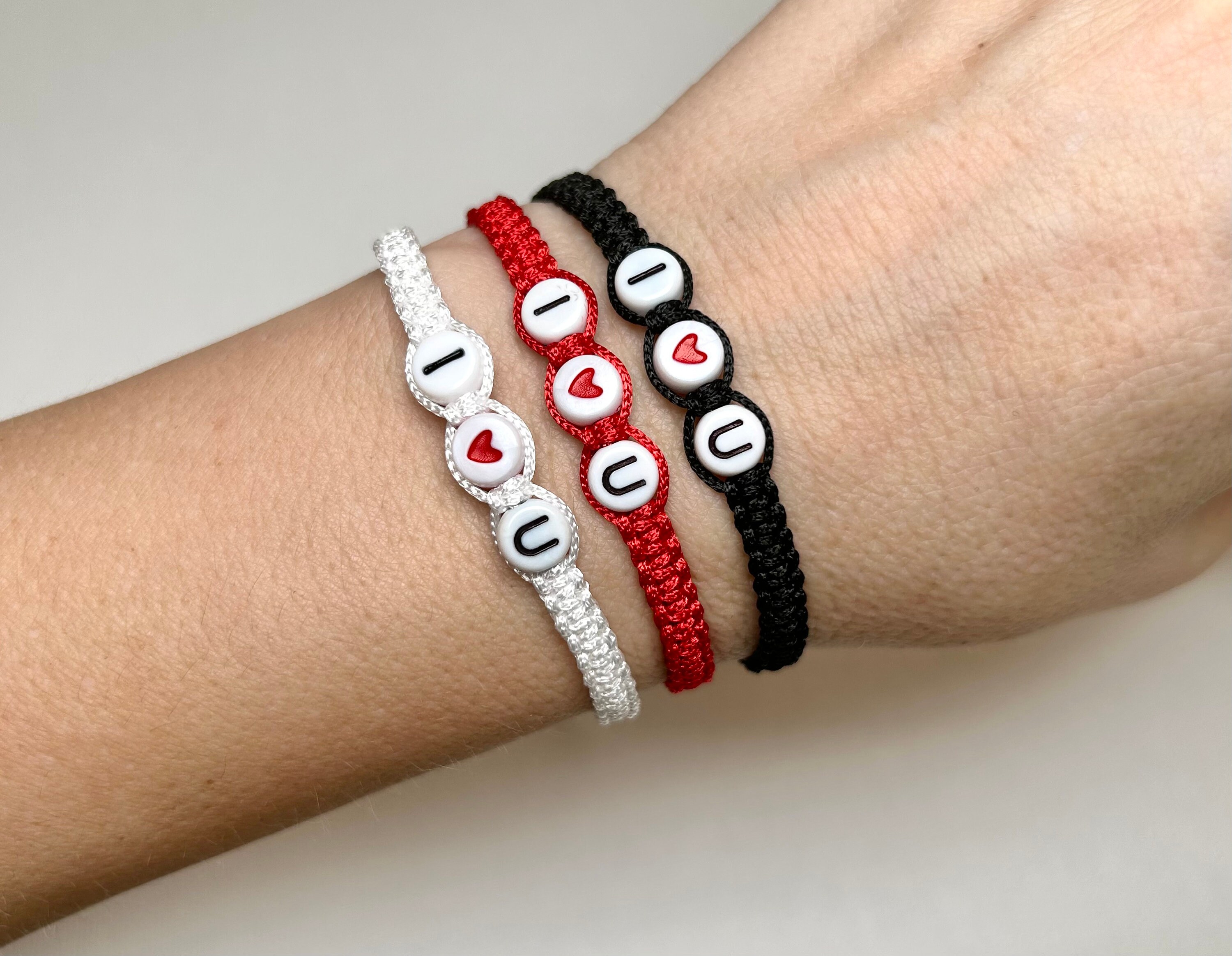 I LOVE YOU Bracelets Set With a Wish Card and a Gift Wrap, 2 Engagement