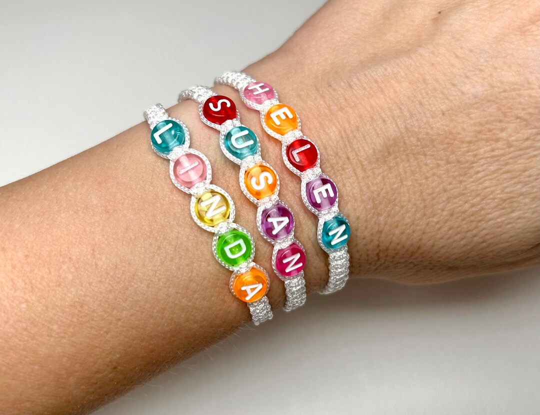 Set of 2 Personalized Name Bracelets With a Wish Card and a Gift Wrap