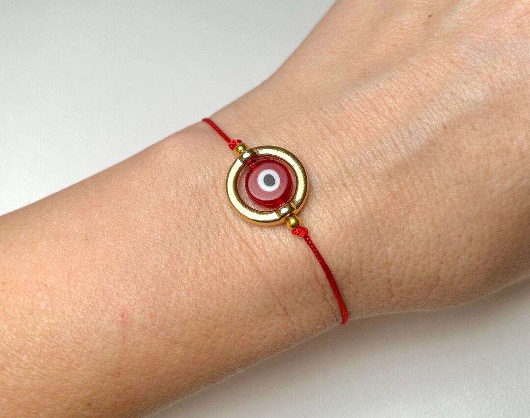 Red Evil Eye Bracelet With a Wish Card and a Gift Wrap an Evil Eye