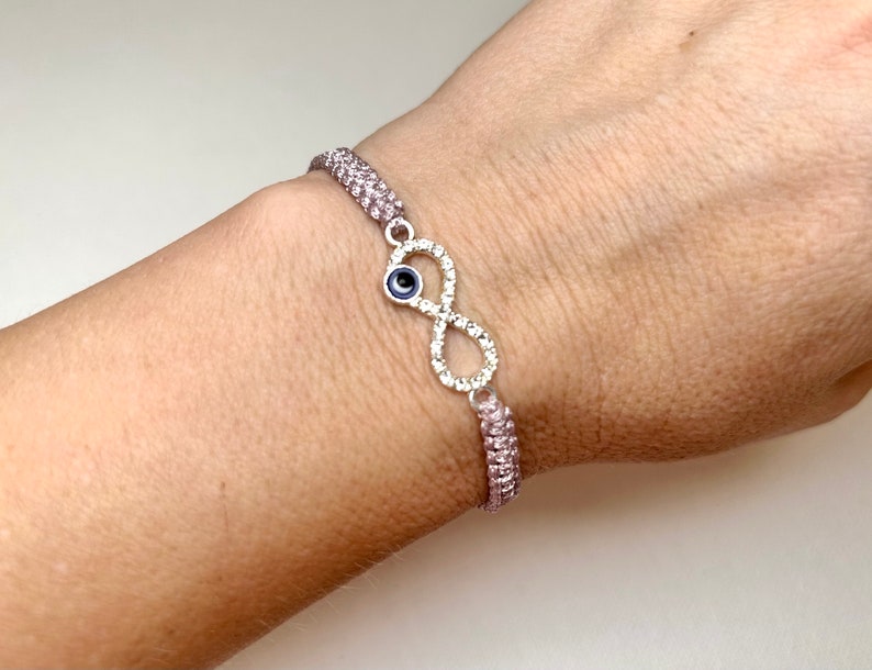 Evil Eye Infinity Zircon Bracelet With a Wish Card and a Gift Wrap, an