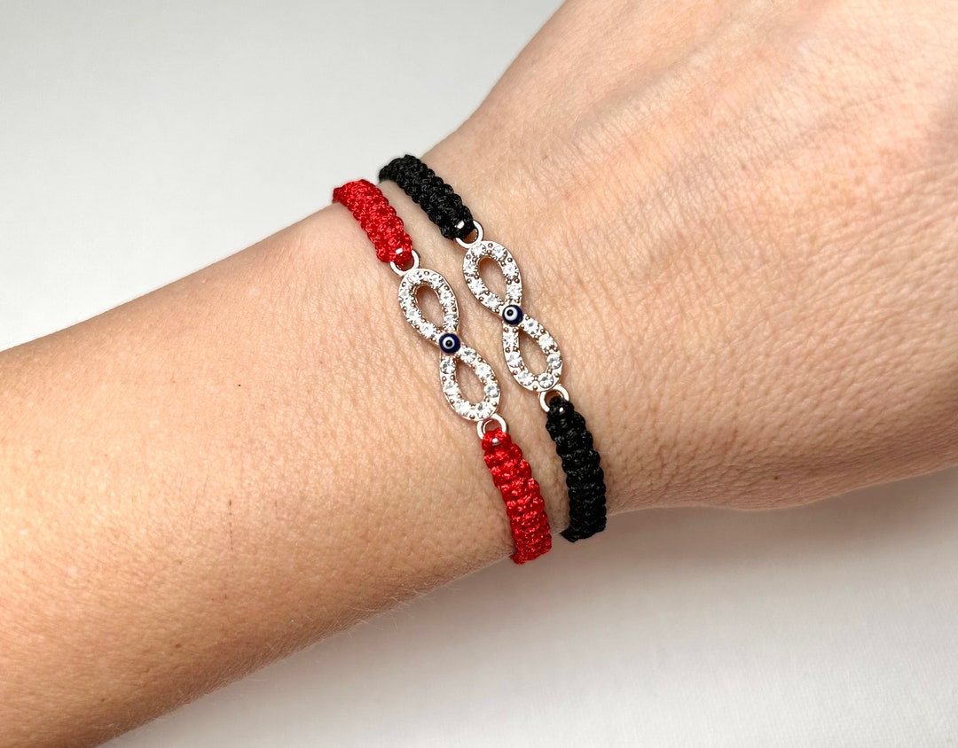 Evil Eye Infinity Zircon Bracelet With a Wish Card and a Gift Wrap an