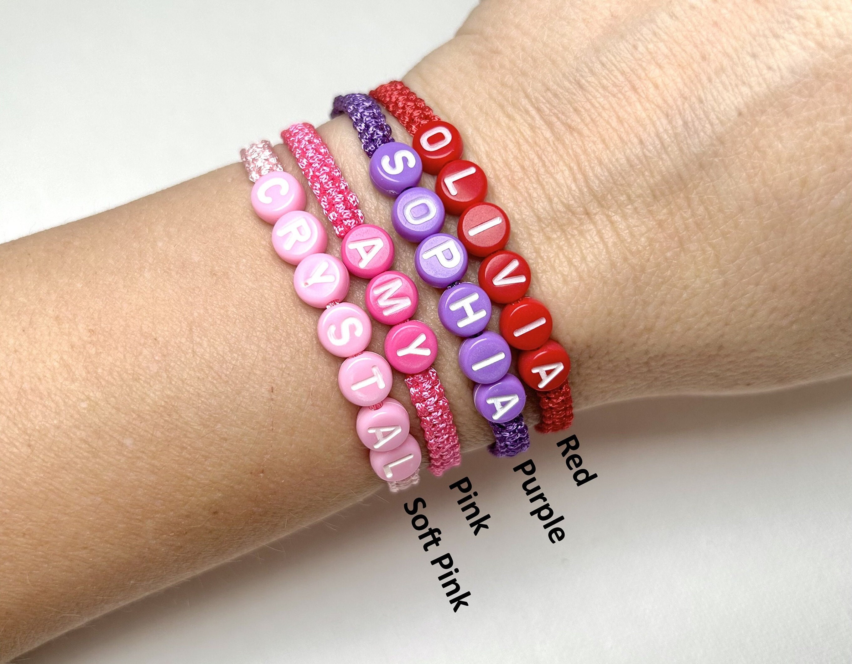 Set of 2 Personalized Name Bracelets With a Wish Card and a Gift Wrap