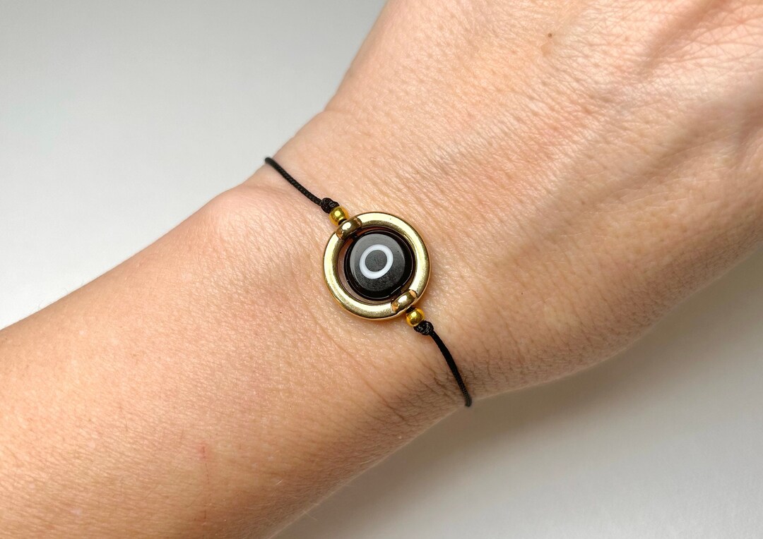 Black Evil Eye Bracelet With a Wish Card and a Gift Wrap an Evil Eye
