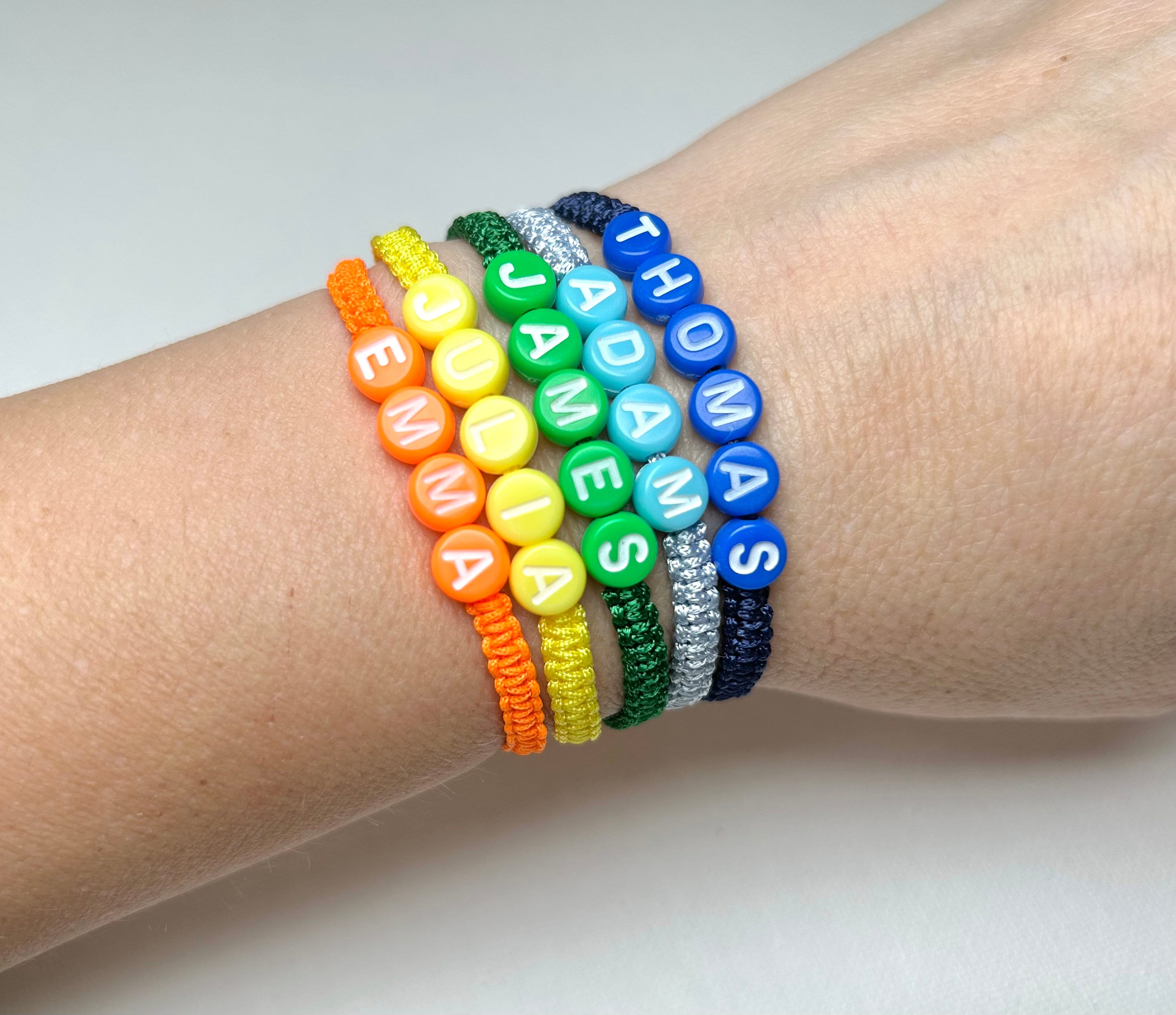 Set of 2 Personalized Name Bracelets With a Wish Card and a Gift Wrap ...