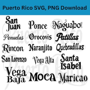 78 Pacote SVG e PNG de Porto Rico, Cricut SVG, cidades de Porto Rico