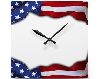 American Flag, Acrylic Wall Clock
