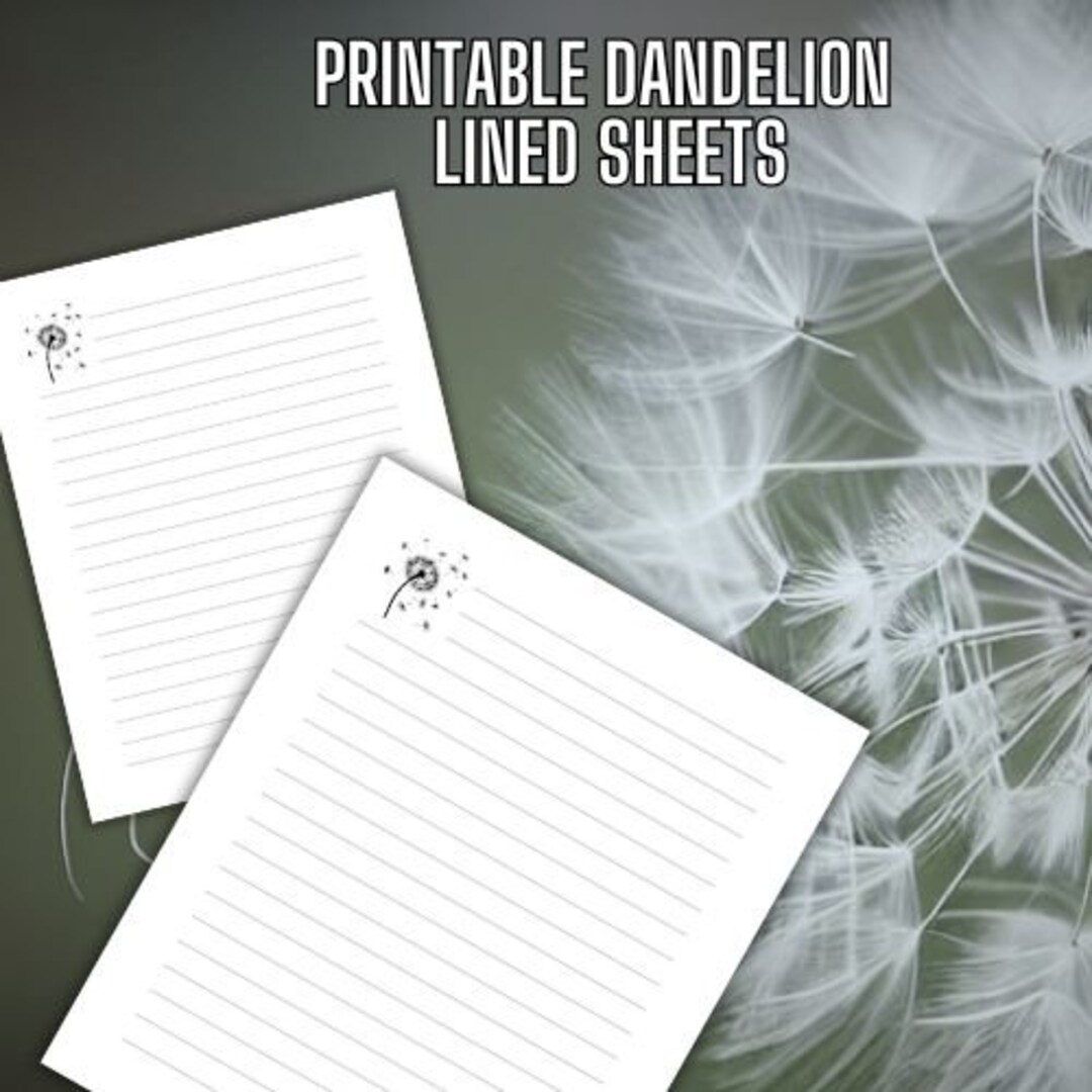 Dandelion Sticky Notes Dandelions Printable Stationery Set Instant Download Writing Paper - Etsy