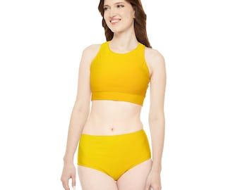 Ensemble bikini jaune sportif (AOP)