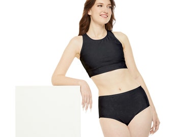 Ensemble bikini noir bohème sportif (AOP)