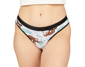 Tanga de mujer con estampado de perezoso, lencería elástica suave
