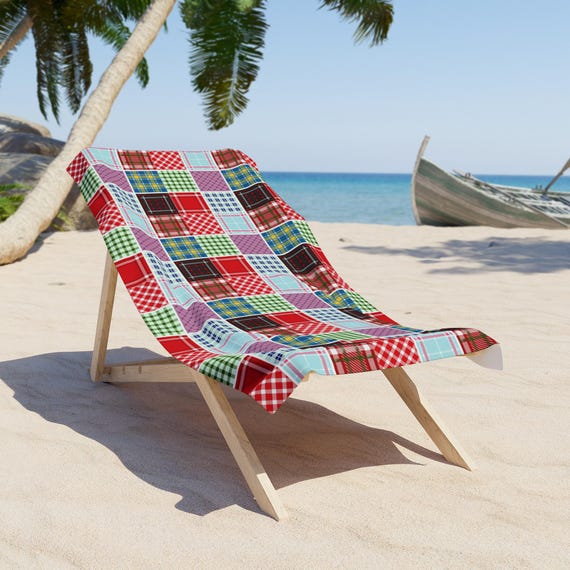 Patchwork kariertes Strandtuch | Bunt Kariertes Picknick Muster
