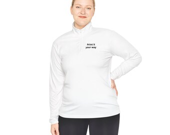 Personalisierter Text | Drucken Sie es Ihren Weg Viertel-Zip Pullover | Minimales Text Brust Logo