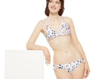 Ensemble de bikini floral et botanique à lanières (AOP)