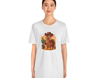 Cowboy Turkey Thanksgiving Tee | Western Cartoon Graphic