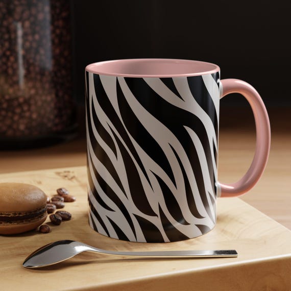 Schwarz Weiß Zebra Print Tasse | Akzent-Kaffeebecher