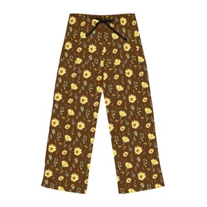 Braun, Geschenk für Frauen, Sonnenblumen Pyjama Hose (AOP)
