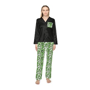 Women's Satin Pajamas: Luxury Loungewear with Sheep Design