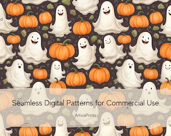 Halloween Seamless Pattern File, Creepy Cute Halloween Seamless File, Ghost Seamless File, Cute Spooky Ghost Halloween Pattern,