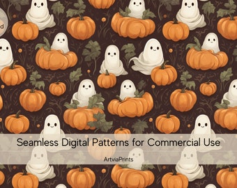 Halloween Seamless Pattern File, Creepy Cute Halloween Seamless File, Ghost Seamless File, Cute Spooky Ghost Halloween Pattern,