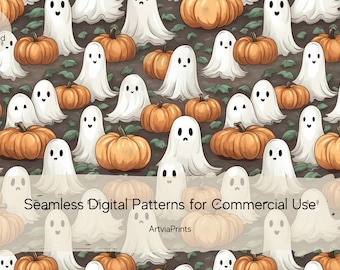 Arquivo de padrão sem emenda de Halloween, arquivo digital de Halloween arquivo sem costura fofo assustador de Halloween, arquivo sem costura fantasma, arquivo sem costura Szn assustador