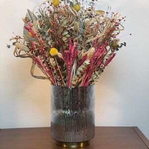 Dry Flowers with a Glass Vase for indoor decoration