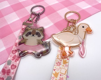 Animal Acrylic Keychain: Barbecue Raccoon & Bently Goose