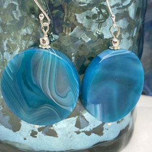 Gorgeous Blue Botswana Agate rounds with sterling silver findings